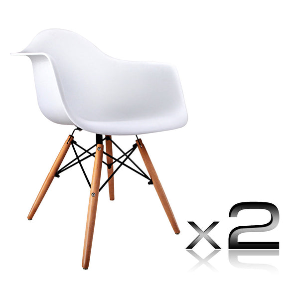 Set of 2 Replica Eames Cafe Chairs Beech White