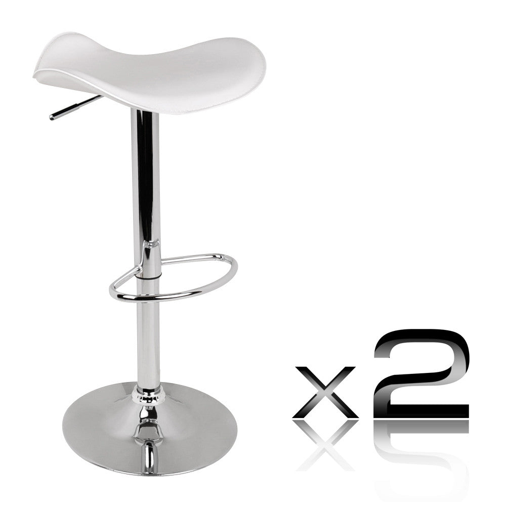 Set of 2 PVC Leather Kitchen Bar Stool White