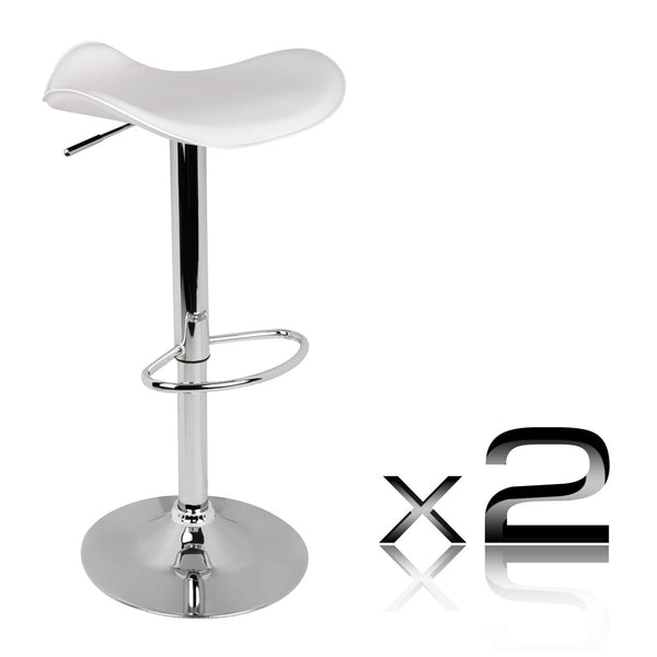 Set of 2 PVC Leather Kitchen Bar Stool White