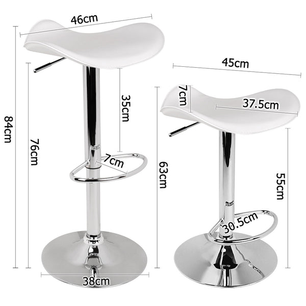 Set of 2 PVC Leather Kitchen Bar Stool White