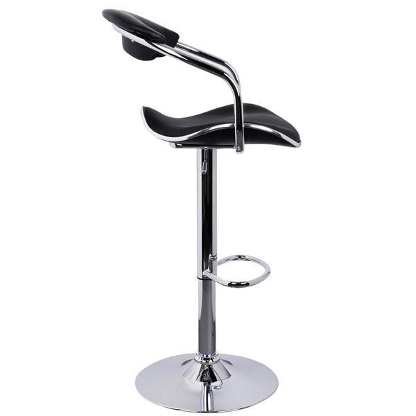 Set of 2 PU Leather Kitchen Bar Stool Black