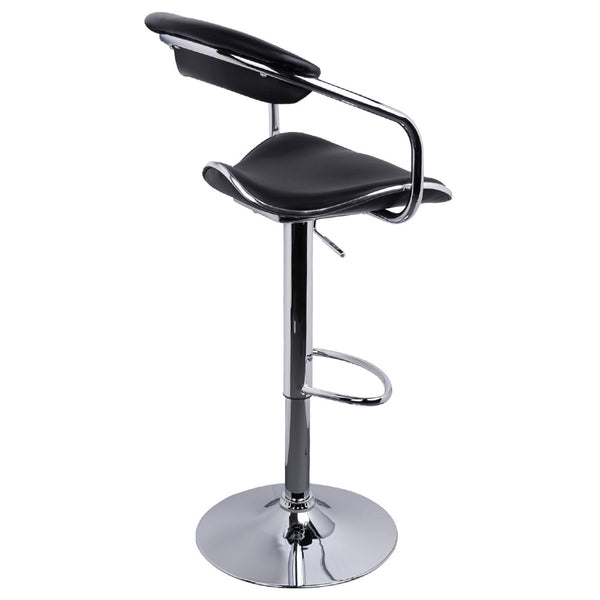 Set of 2 PU Leather Kitchen Bar Stool Black