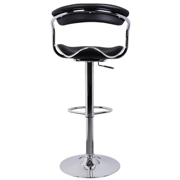 Set of 2 PU Leather Kitchen Bar Stool Black