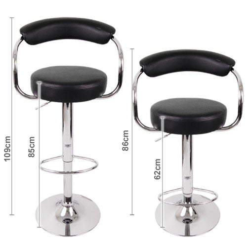 Set of 2 PU Leather Kitchen Bar Stool Black