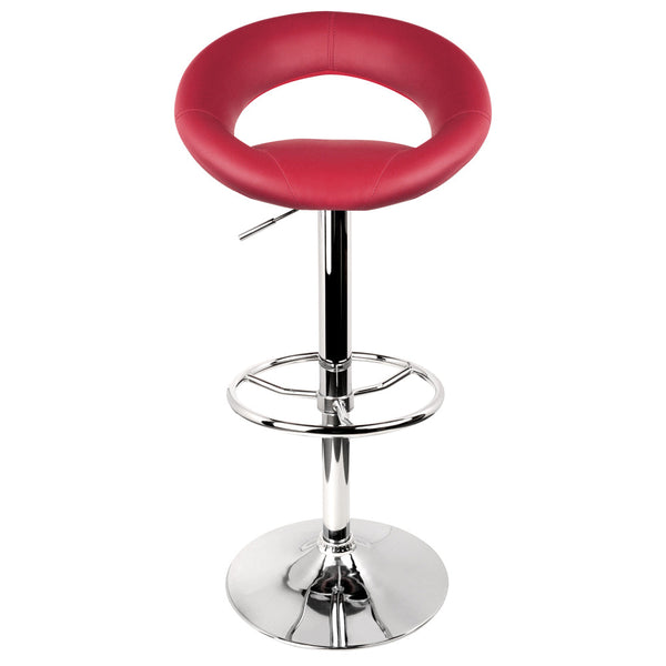 Set of 2 PU Leather Kitchen Bar Stool Red