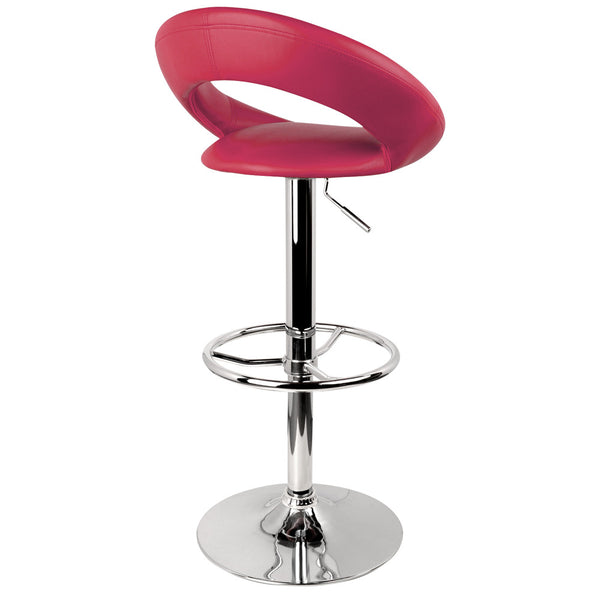 Set of 2 PU Leather Kitchen Bar Stool Red