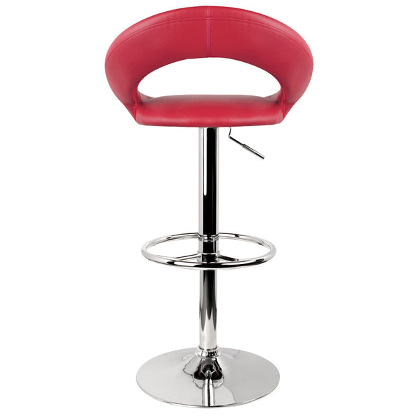 Set of 2 PU Leather Kitchen Bar Stool Red