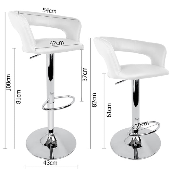 Set of 2 PU Leather Kitchen Bar Stool White