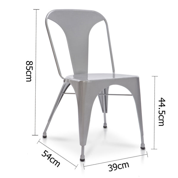 Set of 2 Steel Dining Chair Silver