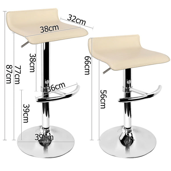 Set of 2 PVC Leather Kitchen Bar Stool Beige