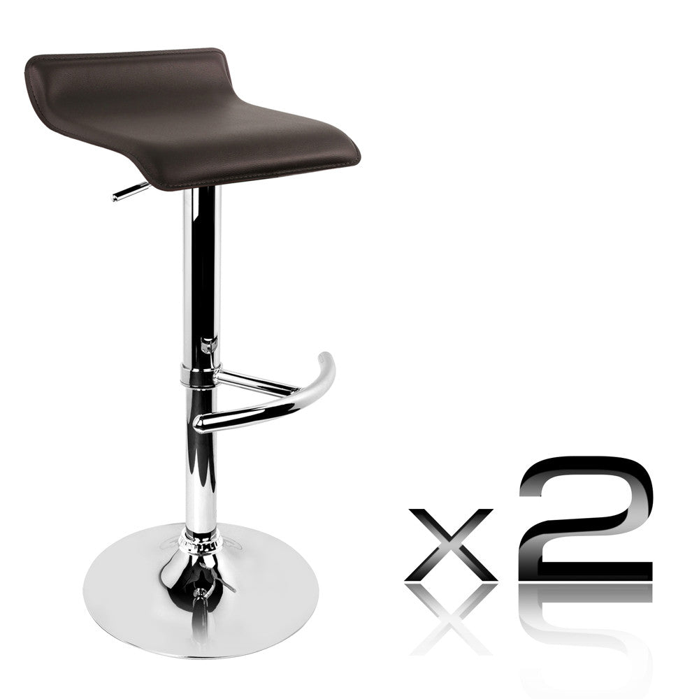 Set of 2 PVC Leather Kitchen Bar Stool Chocolate