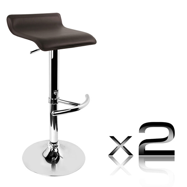 Set of 2 PVC Leather Kitchen Bar Stool Chocolate