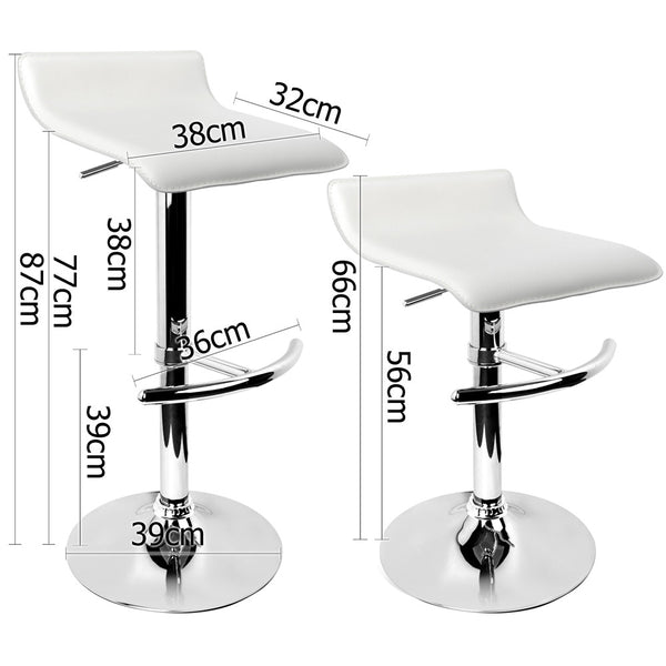 Set of 2 PVC Leather Kitchen Bar Stool White
