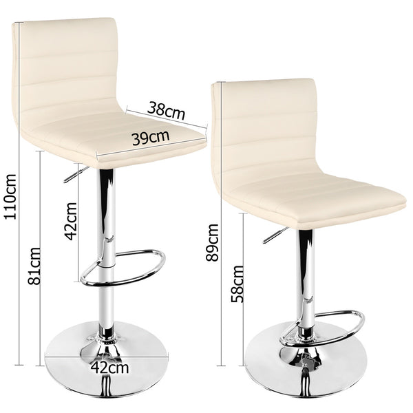 Set of 2 PU Leather Kitchen Bar Stool Beige