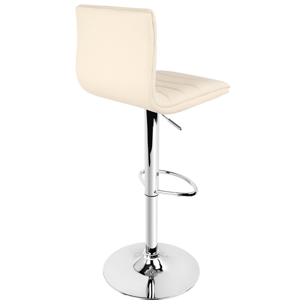 Set of 2 PU Leather Kitchen Bar Stool Beige