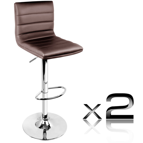 Set of 2 PU Leather Kitchen Bar Stool Chocolate
