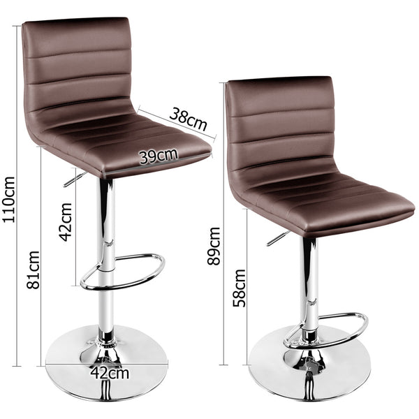 Set of 2 PU Leather Kitchen Bar Stool Chocolate