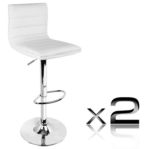 Set of 2 PU Leather Kitchen Bar Stool White