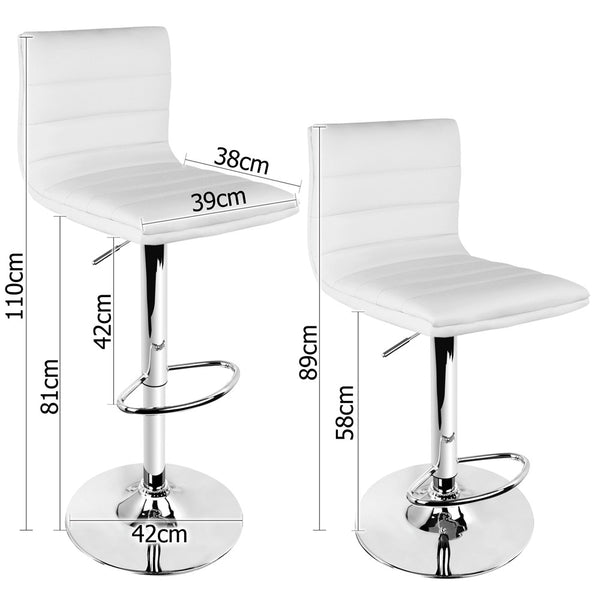Set of 2 PU Leather Kitchen Bar Stool White
