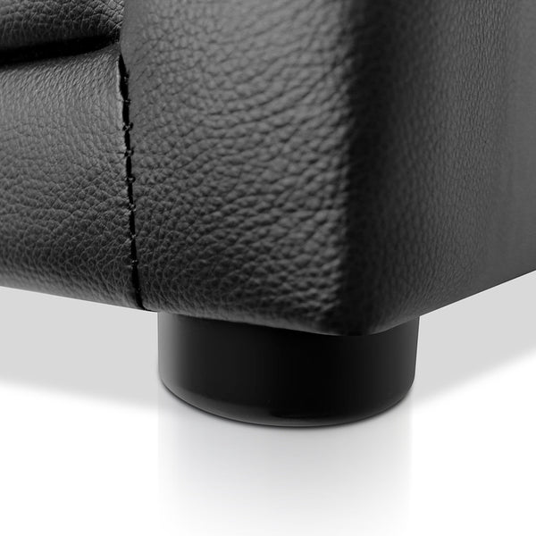 Deluxe PU Leather 2 Drawers Cabinet Black