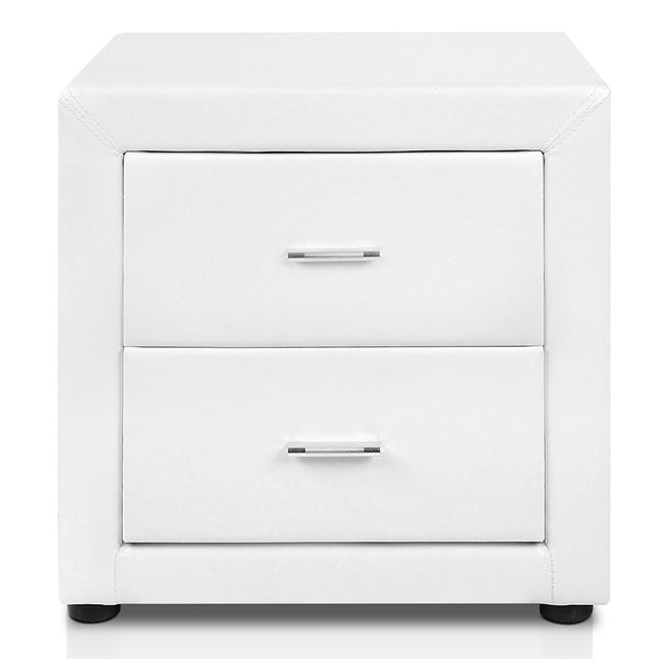 Deluxe PU Leather 2 Drawers Cabinet White