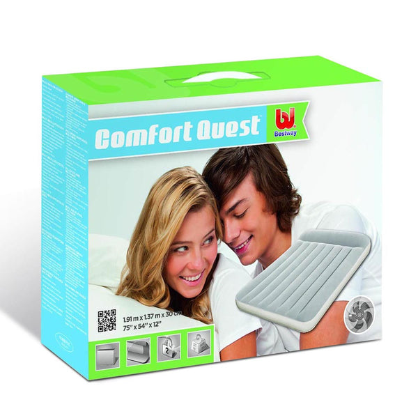 Bestway Inflatable Flocked Mattress Double w/ Electric Pump