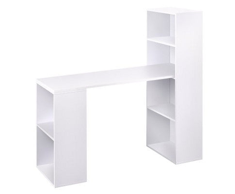 6 Storage Shelf Office Computer Desk White