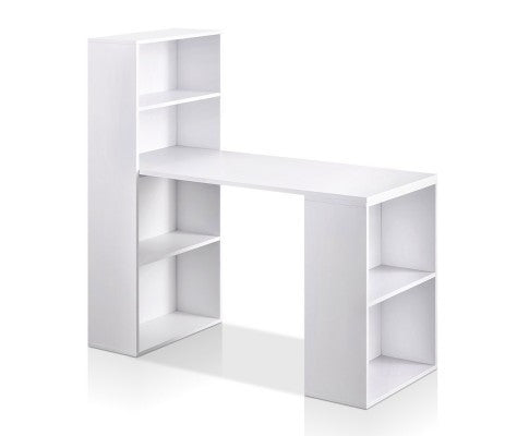 6 Storage Shelf Office Computer Desk White