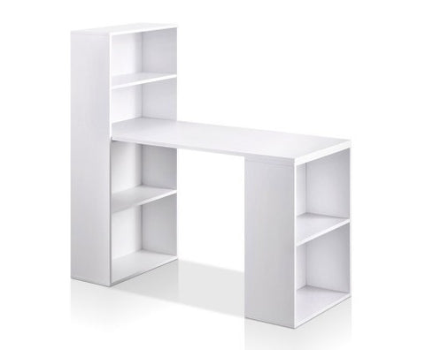 6 Storage Shelf Office Computer Desk White