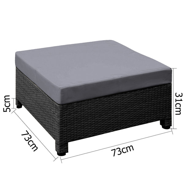 5 pcs Black Wicker Rattan 4 Seater Outdoor Lounge Set Grey