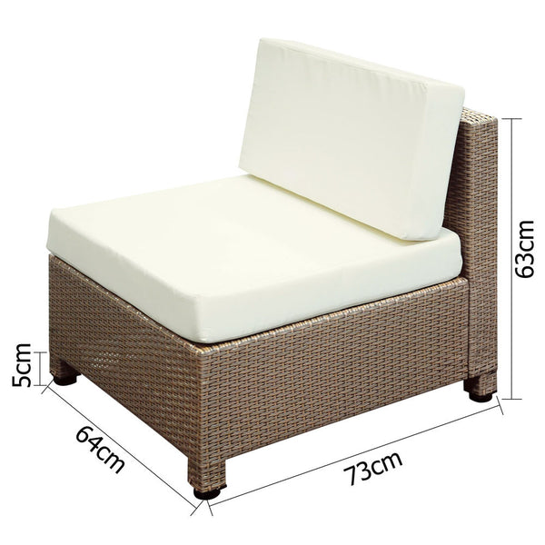 5 pcs Brown Wicker Rattan 4 Seater Outdoor Lounge Set Beige