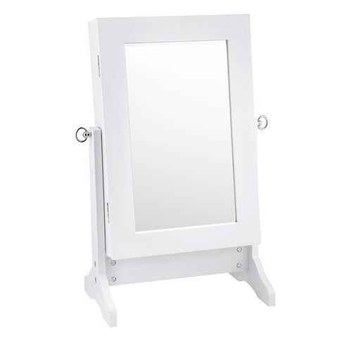 Table top Jewellery Cabinet w/ Mirror White