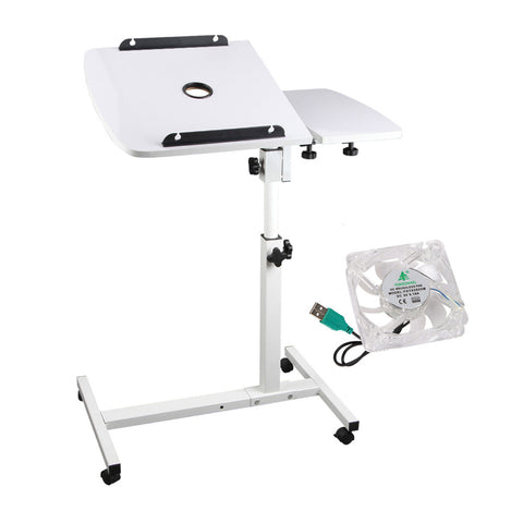 Rotating Mobile Laptop Adjustable Desk w/ USB Cooler White