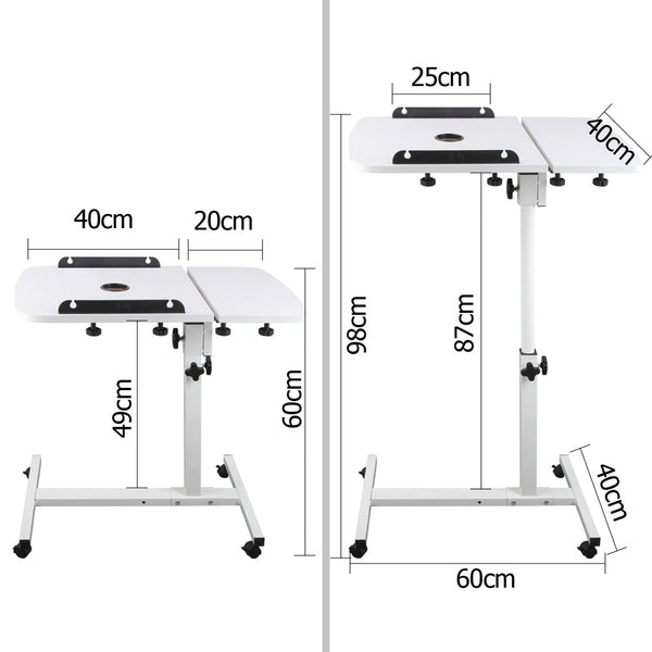 Rotating Mobile Laptop Adjustable Desk w/ USB Cooler White