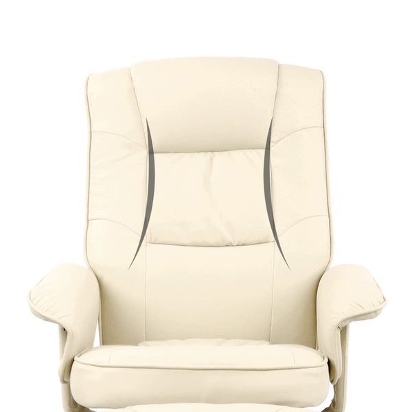 PU Leather Lounge Recliner Chair Ottoman Beige