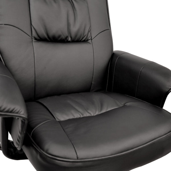 PU Leather Lounge Recliner Chair Ottoman Black