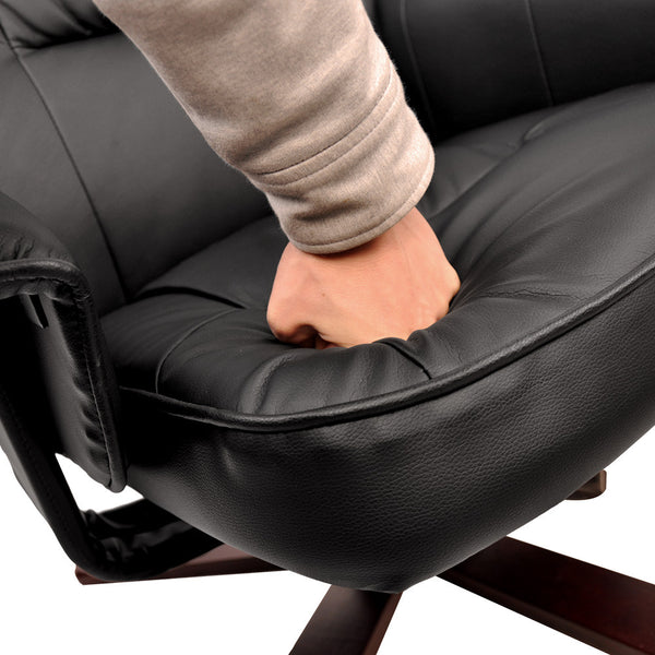 PU Leather Lounge Recliner Chair Ottoman Black