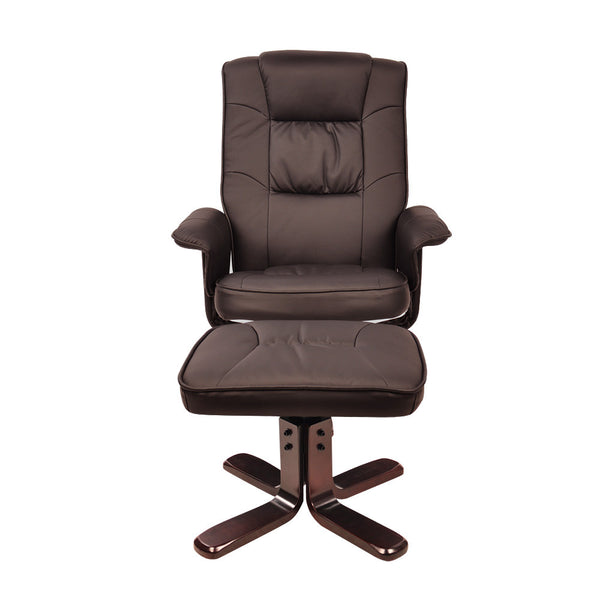 PU Leather Lounge Recliner Chair Ottoman Chocolate