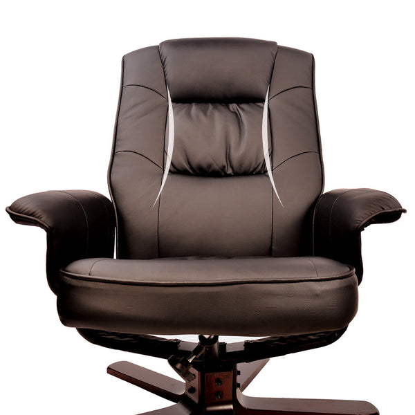 PU Leather Lounge Recliner Chair Ottoman Chocolate