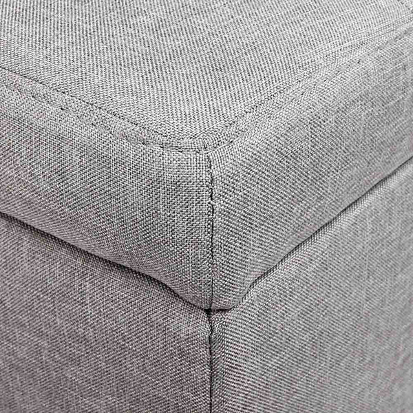 Faux Linen Ottoman Storage Foot Stool Large Light Grey