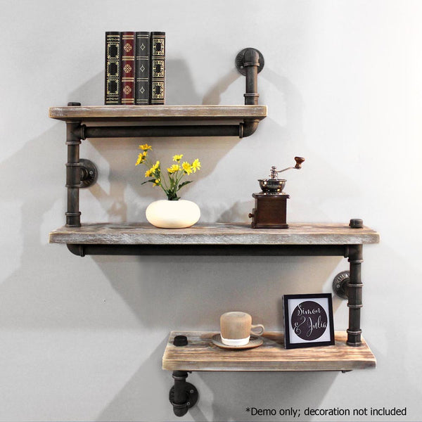 Rustic Industrial DIY Floating Pipe Shelf