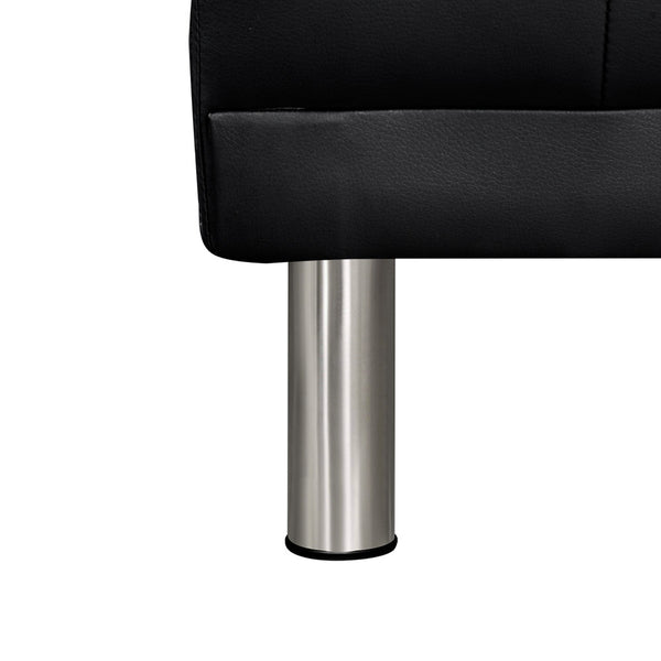 5 Seater PU Leather Sofa Bed Couch Lounges Futon Suite Chaise Set Black