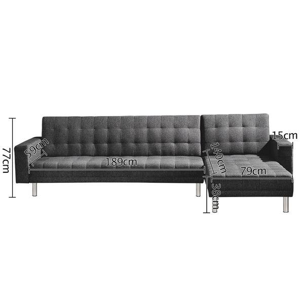 5 Seater Faux Linen Sofa Bed Couch Outdoor Lounges Futon Suite Chaise Grey