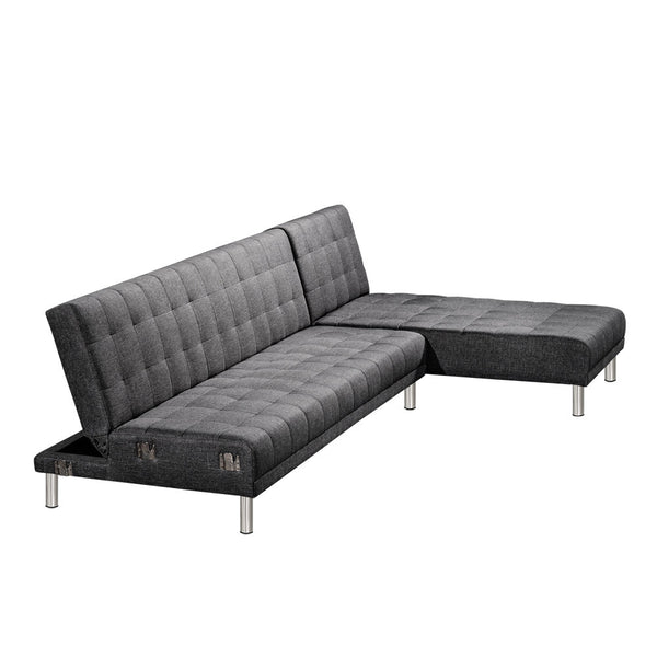 5 Seater Faux Linen Sofa Bed Couch Outdoor Lounges Futon Suite Chaise Grey