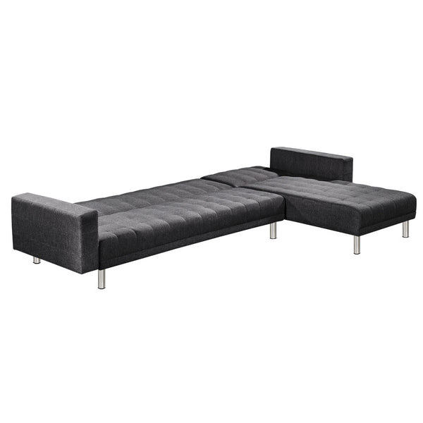5 Seater Faux Linen Sofa Bed Couch Outdoor Lounges Futon Suite Chaise Grey