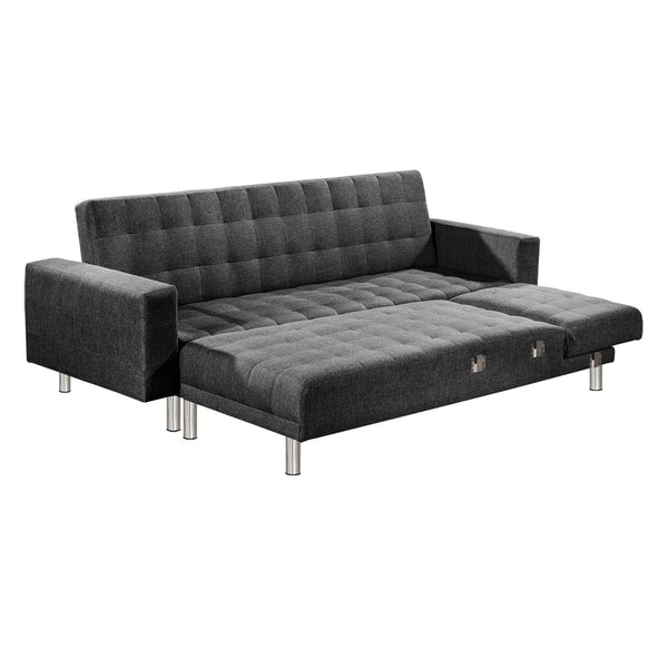 5 Seater Faux Linen Sofa Bed Couch Outdoor Lounges Futon Suite Chaise Grey