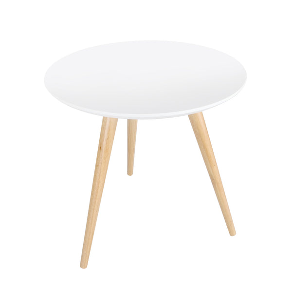 Round Bedside Coffee Table w/ Rubber Wood Legs