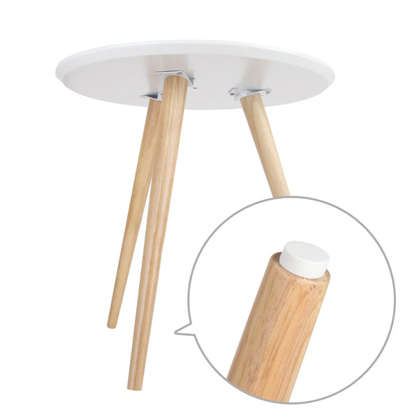 Round Bedside Coffee Table w/ Rubber Wood Legs