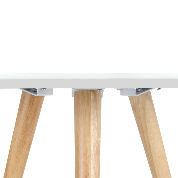 Round Bedside Coffee Table w/ Rubber Wood Legs