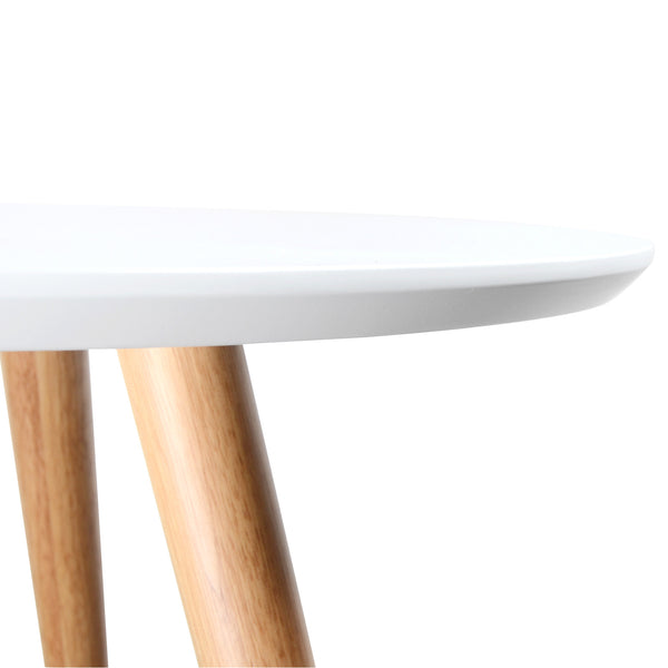 Round Bedside Coffee Table w/ Rubber Wood Legs